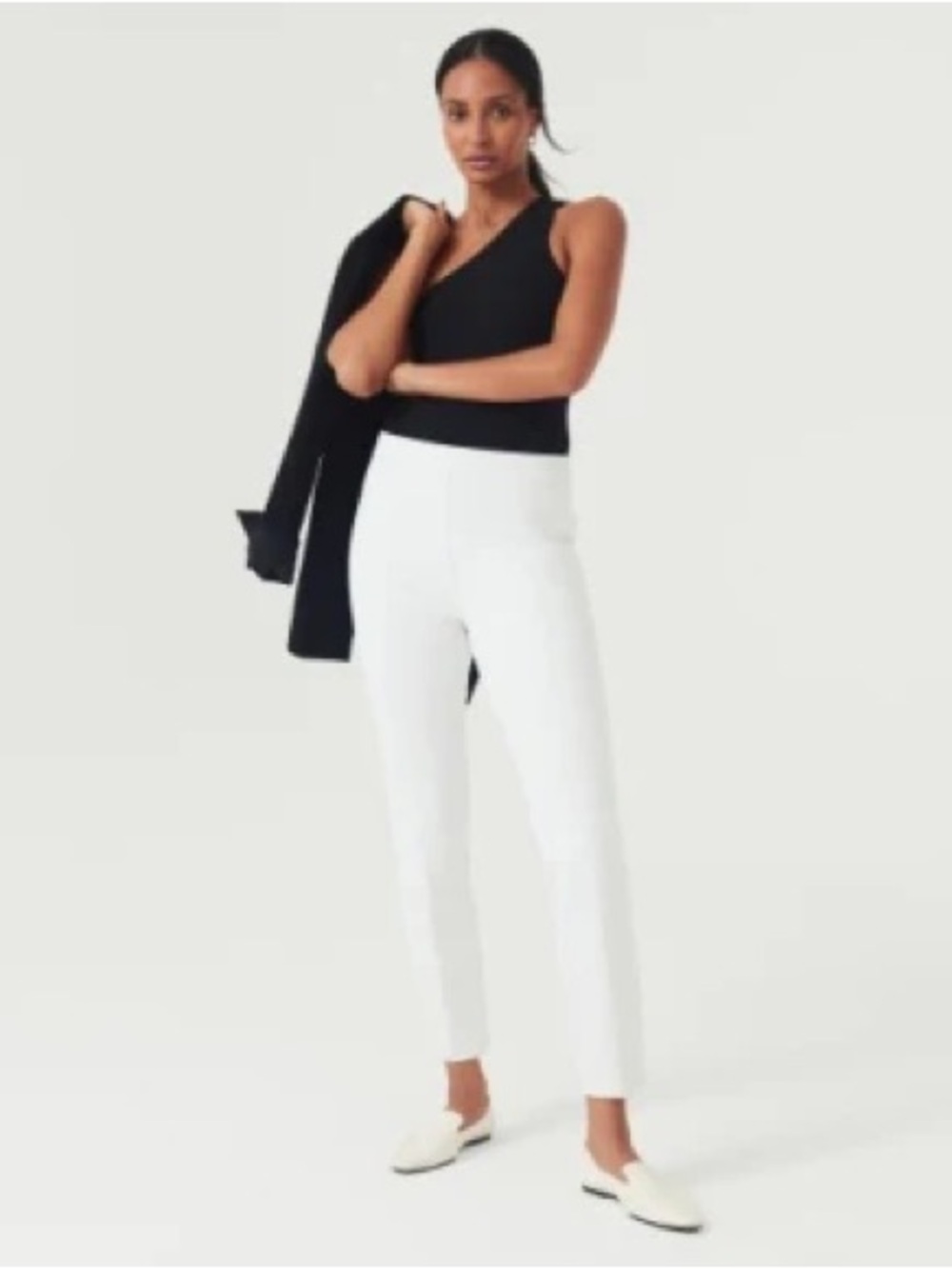 Spanx On the Go cropped opaque white pant L